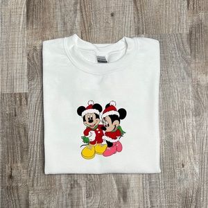 Mickey and Minnie Mouse Christmas embroidered crewneck sweatshirt